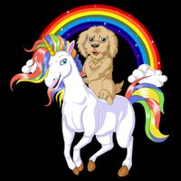 Goldendoodle Riding Unicorn Womens T-Shirt