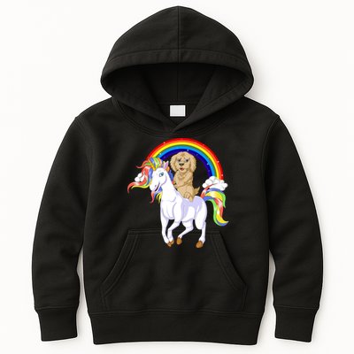 Goldendoodle Riding Unicorn Kids Hoodie