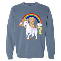 Goldendoodle Riding Unicorn Garment-Dyed Sweatshirt