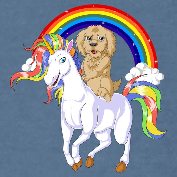 Goldendoodle Riding Unicorn Garment-Dyed Sweatshirt