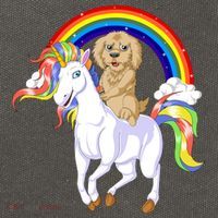 Goldendoodle Riding Unicorn Cotton Canvas Backpack