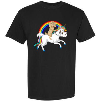 Goldendoodle Riding Unicorn Garment-Dyed Heavyweight T-Shirt