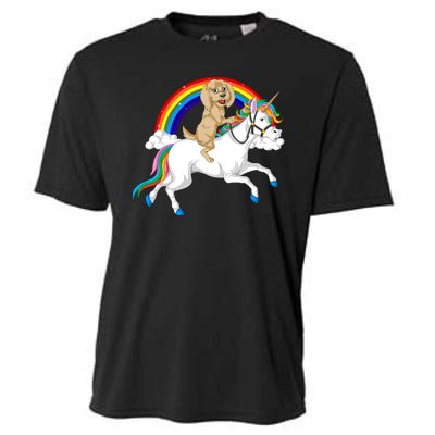 Goldendoodle Riding Unicorn Cooling Performance Crew T-Shirt