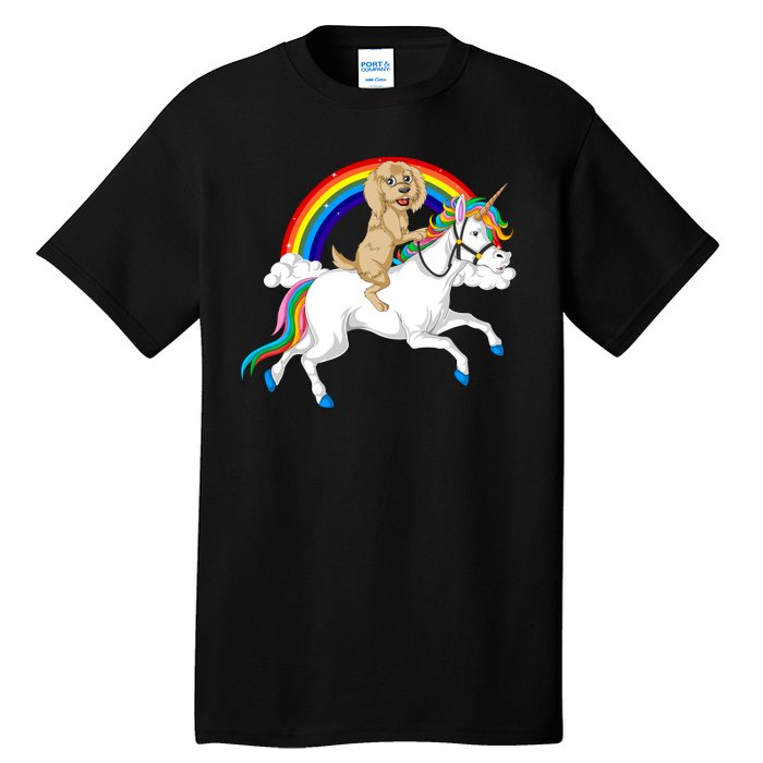 Goldendoodle Riding Unicorn Tall T-Shirt