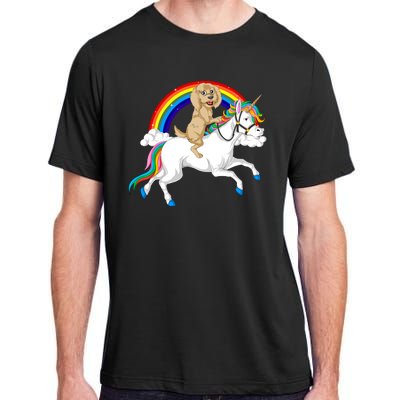 Goldendoodle Riding Unicorn Adult ChromaSoft Performance T-Shirt