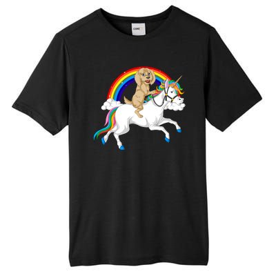 Goldendoodle Riding Unicorn Tall Fusion ChromaSoft Performance T-Shirt