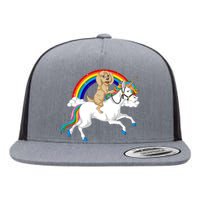 Goldendoodle Riding Unicorn Flat Bill Trucker Hat