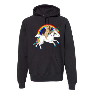 Goldendoodle Riding Unicorn Premium Hoodie