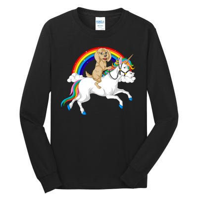 Goldendoodle Riding Unicorn Tall Long Sleeve T-Shirt