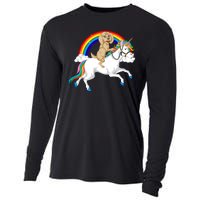 Goldendoodle Riding Unicorn Cooling Performance Long Sleeve Crew