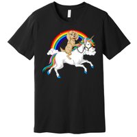 Goldendoodle Riding Unicorn Premium T-Shirt