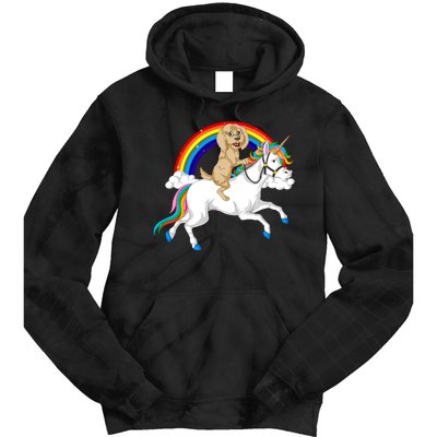 Goldendoodle Riding Unicorn Tie Dye Hoodie