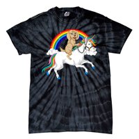 Goldendoodle Riding Unicorn Tie-Dye T-Shirt