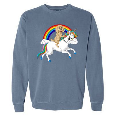 Goldendoodle Riding Unicorn Garment-Dyed Sweatshirt