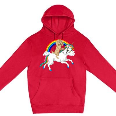 Goldendoodle Riding Unicorn Premium Pullover Hoodie