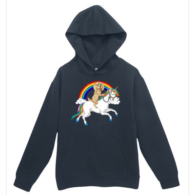 Goldendoodle Riding Unicorn Urban Pullover Hoodie