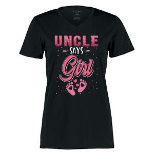 Gender Reveal Uncle Says Girl Baby Matching Family Set Women's Momentum V-Neck T-Shirt