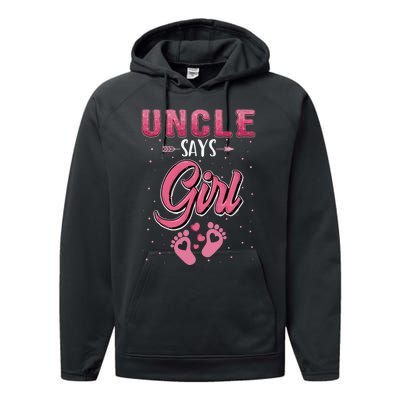 Gender Reveal Uncle Says Girl Baby Matching Family Set Performance Fleece Hoodie