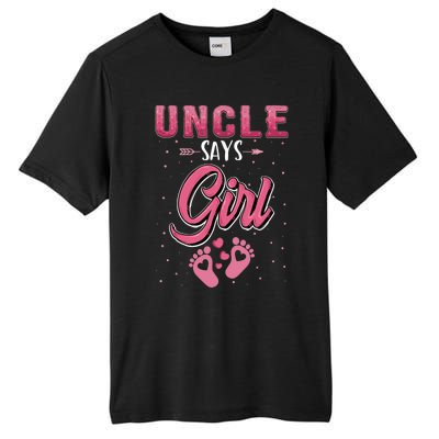 Gender Reveal Uncle Says Girl Baby Matching Family Set Tall Fusion ChromaSoft Performance T-Shirt