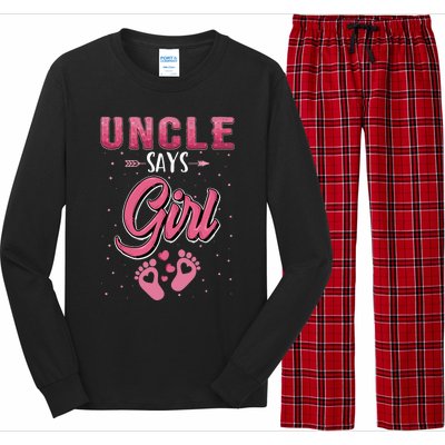 Gender Reveal Uncle Says Girl Baby Matching Family Set Long Sleeve Pajama Set