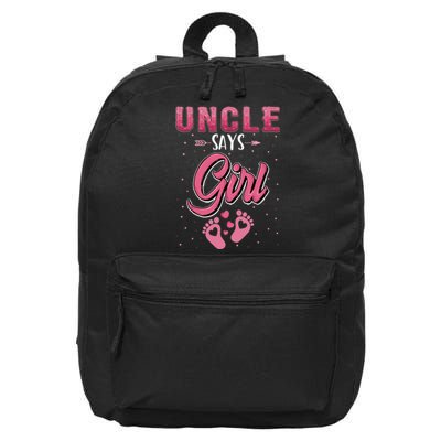 Gender Reveal Uncle Says Girl Baby Matching Family Set 16 in Basic Backpack