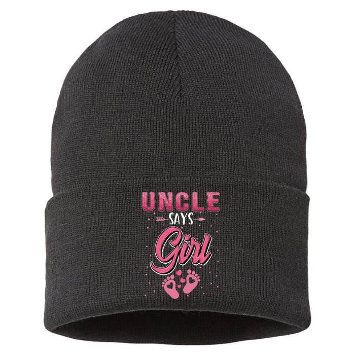 Gender Reveal Uncle Says Girl Baby Matching Family Set Sustainable Knit Beanie