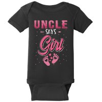 Gender Reveal Uncle Says Girl Baby Matching Family Set Baby Bodysuit