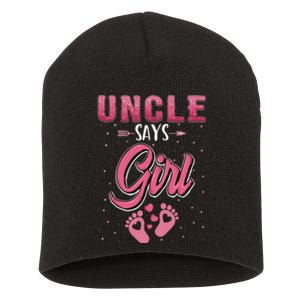 Gender Reveal Uncle Says Girl Baby Matching Family Set Short Acrylic Beanie