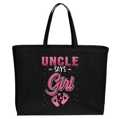 Gender Reveal Uncle Says Girl Baby Matching Family Set Cotton Canvas Jumbo Tote