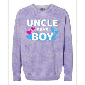 Gender reveal uncle says matching family baby party Colorblast Crewneck Sweatshirt