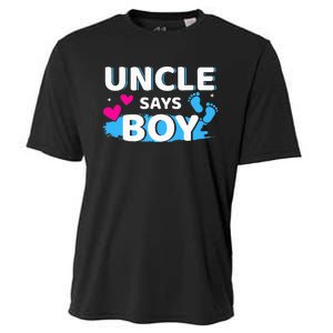 Gender reveal uncle says matching family baby party Cooling Performance Crew T-Shirt