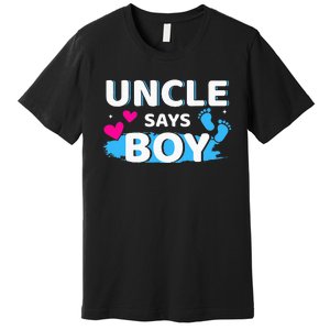 Gender reveal uncle says matching family baby party Premium T-Shirt