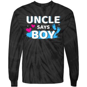 Gender reveal uncle says matching family baby party Tie-Dye Long Sleeve Shirt