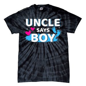 Gender reveal uncle says matching family baby party Tie-Dye T-Shirt