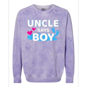  Gender reveal uncle says boy matching family baby party Colorblast Crewneck Sweatshirt