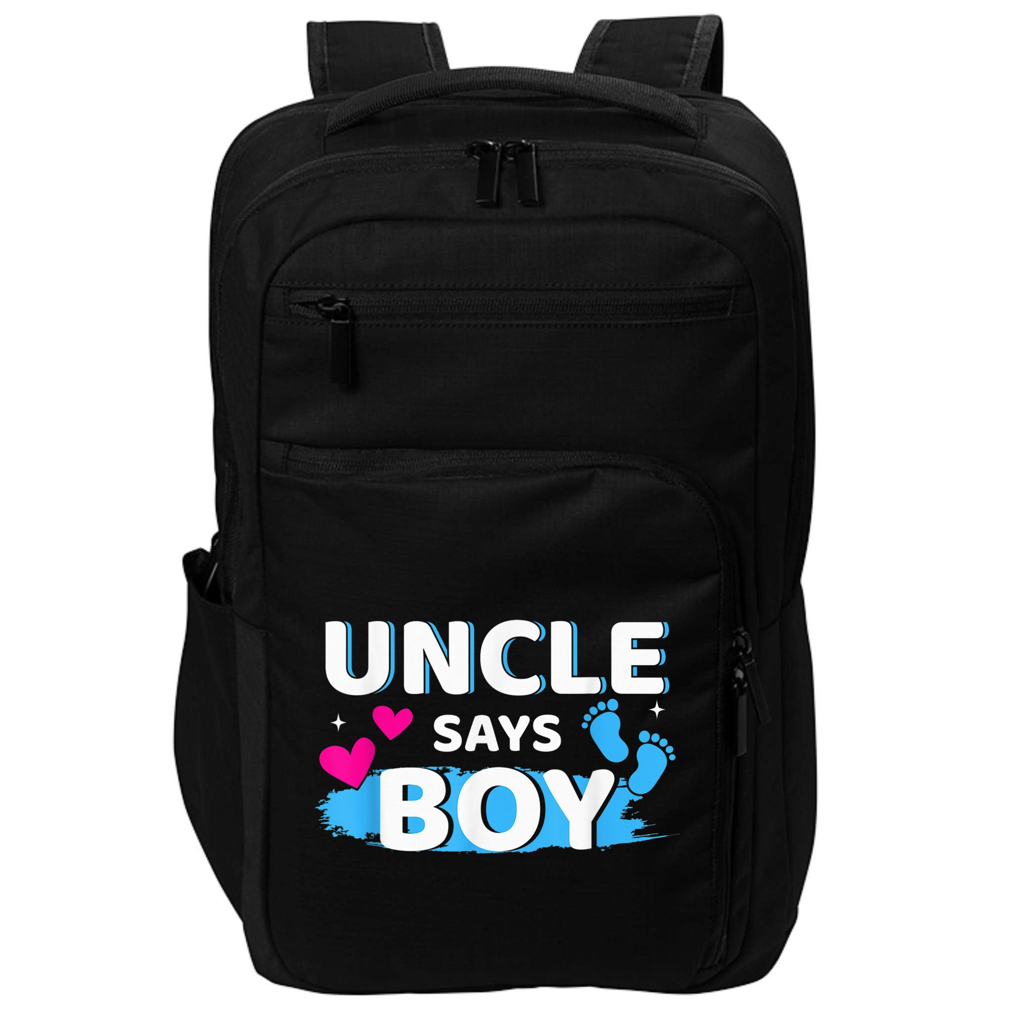  Gender reveal uncle says boy matching family baby party Impact Tech Backpack