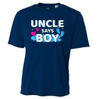  Gender reveal uncle says boy matching family baby party Cooling Performance Crew T-Shirt