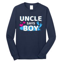  Gender reveal uncle says boy matching family baby party Long Sleeve Shirt