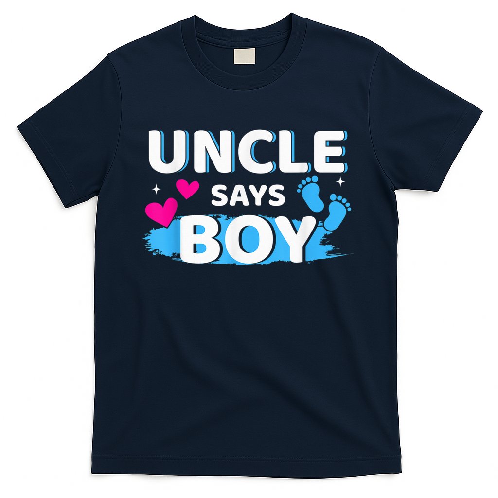 Gender reveal uncle says boy matching family baby party T-Shirt