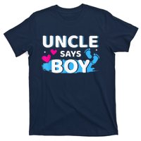  Gender reveal uncle says boy matching family baby party T-Shirt