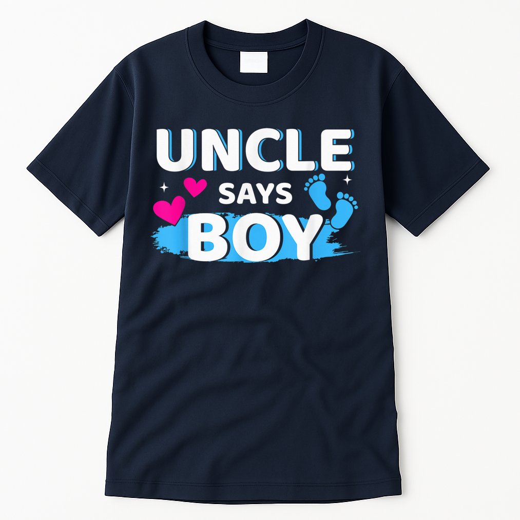  Gender reveal uncle says boy matching family baby party Tall T-Shirt