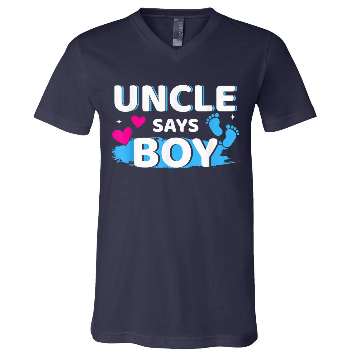  Gender reveal uncle says boy matching family baby party V-Neck T-Shirt