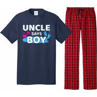  Gender reveal uncle says boy matching family baby party Pajama Set