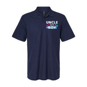  Gender reveal uncle says boy matching family baby party Softstyle Adult Sport Polo