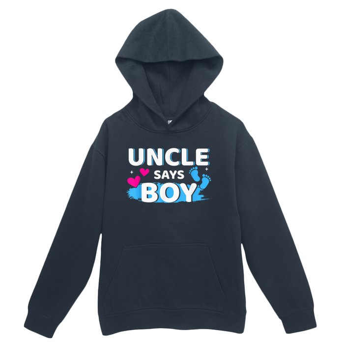  Gender reveal uncle says boy matching family baby party Urban Pullover Hoodie