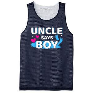  Gender reveal uncle says boy matching family baby party Mesh Reversible Basketball Jersey Tank