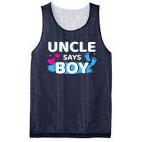  Gender reveal uncle says boy matching family baby party Mesh Reversible Basketball Jersey Tank