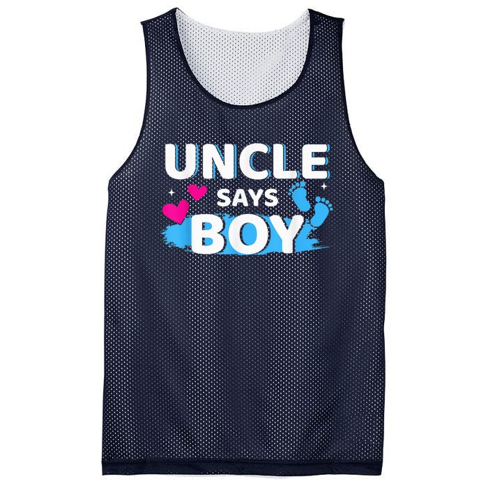  Gender reveal uncle says boy matching family baby party Mesh Reversible Basketball Jersey Tank