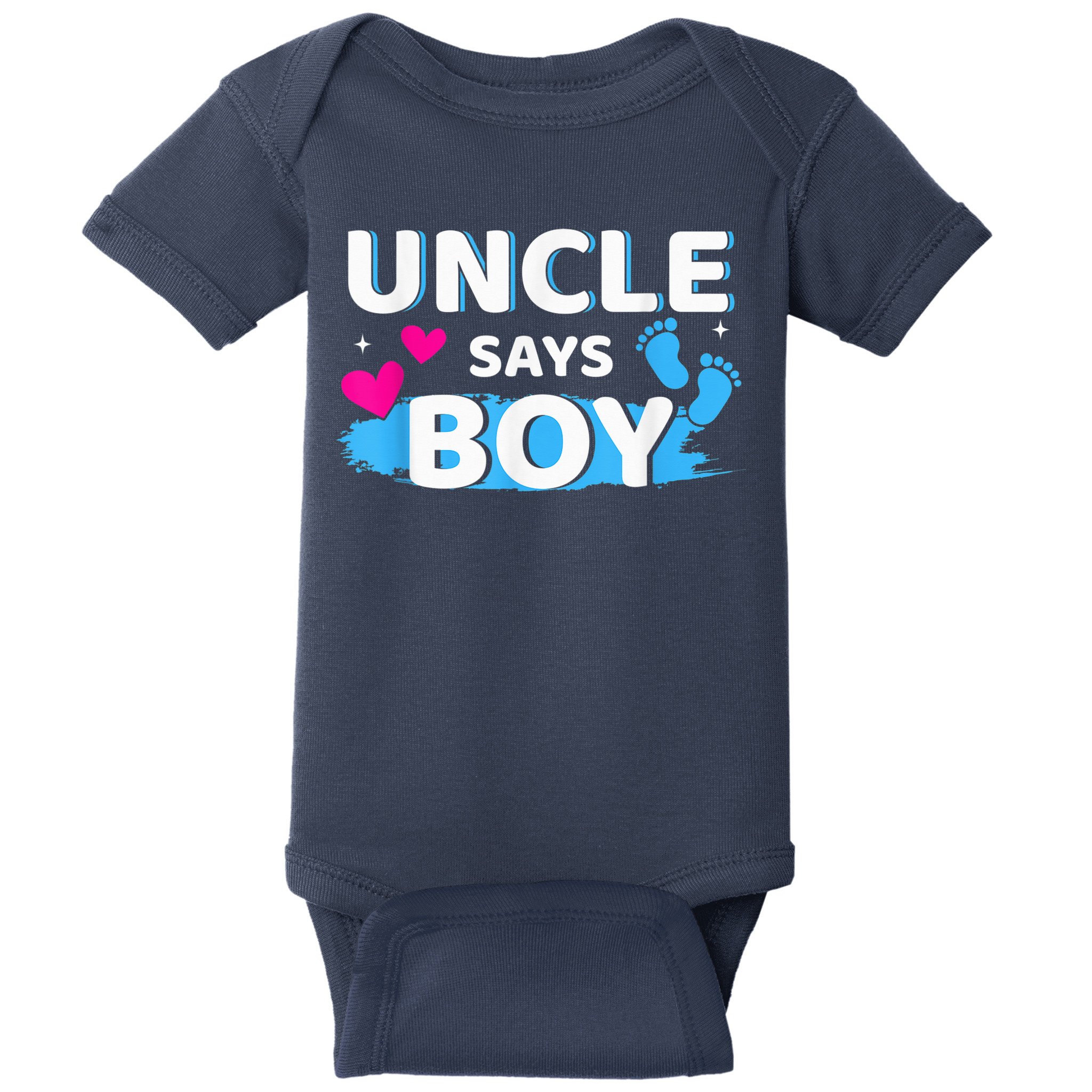  Gender reveal uncle says boy matching family baby party Baby Bodysuit
