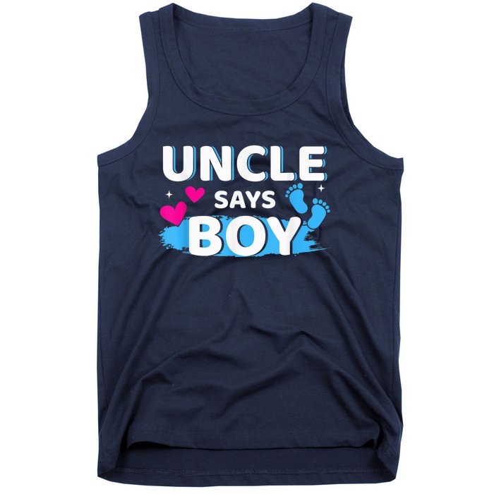  Gender reveal uncle says boy matching family baby party Tank Top